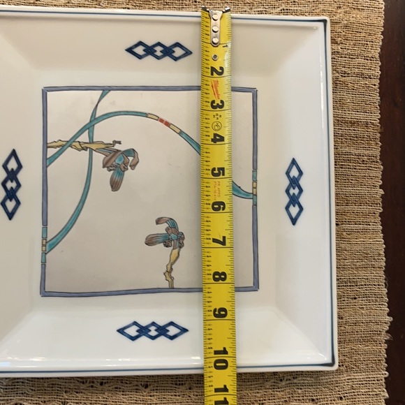 Porcelain Plate Iris Pattern 10.5” Square EUC - Picture 7 of 8